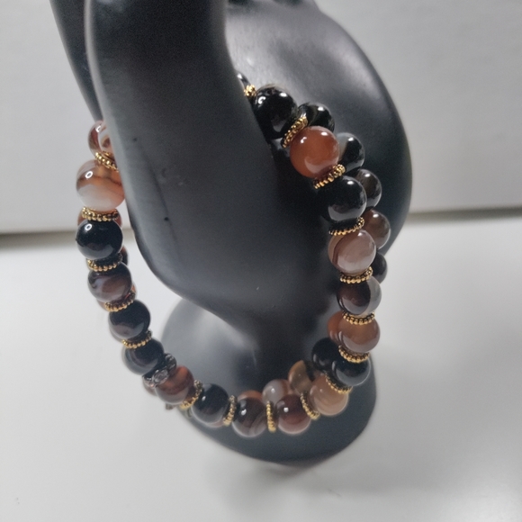 Banded Agate Bracelets set of 2 - Picture 3 of 5